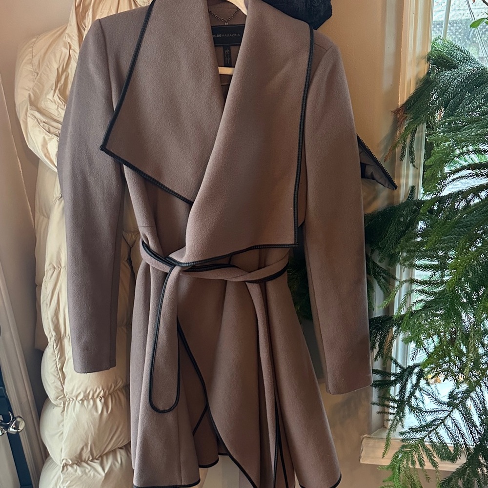 BCBGMaxAzria Brown Wrap Coat